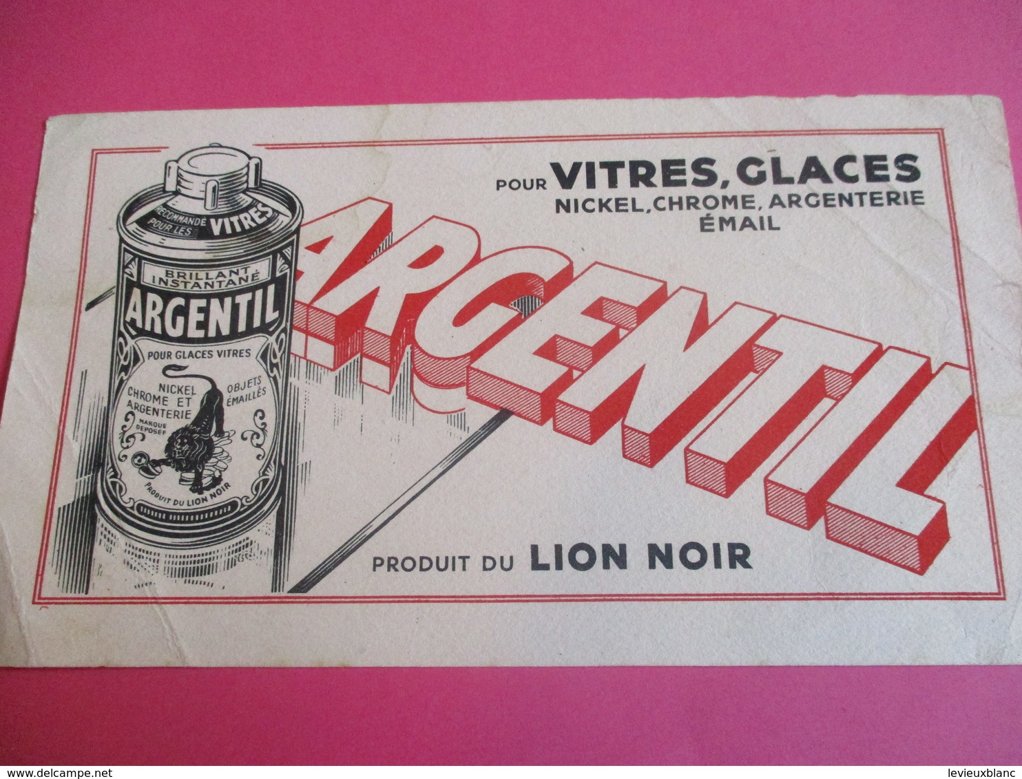 2 Buvards /Nickel , Chrome Et Argenterie/ ARGENTIL/ Produit Du LION NOIR / Brillant Liquide/ Vers 1940-1960    BUV328 - Wash & Clean