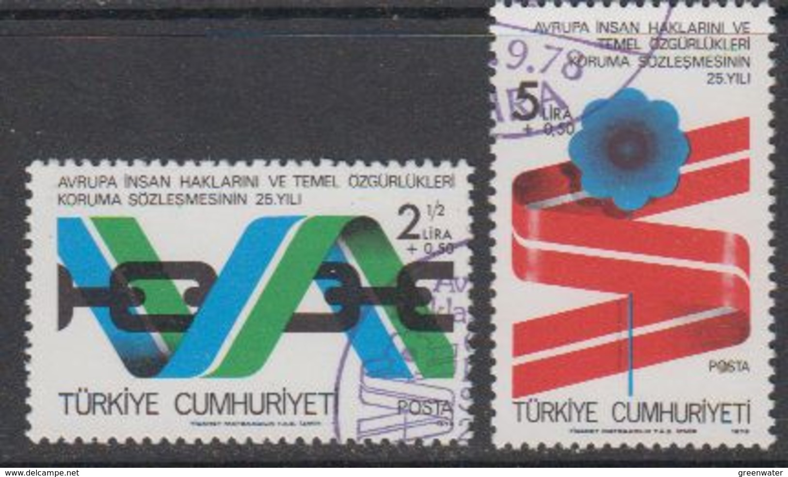 Turkey 1978 European Human Rights 2v  Used Cto (41860F) Stamps With Full Gum - Gebruikt