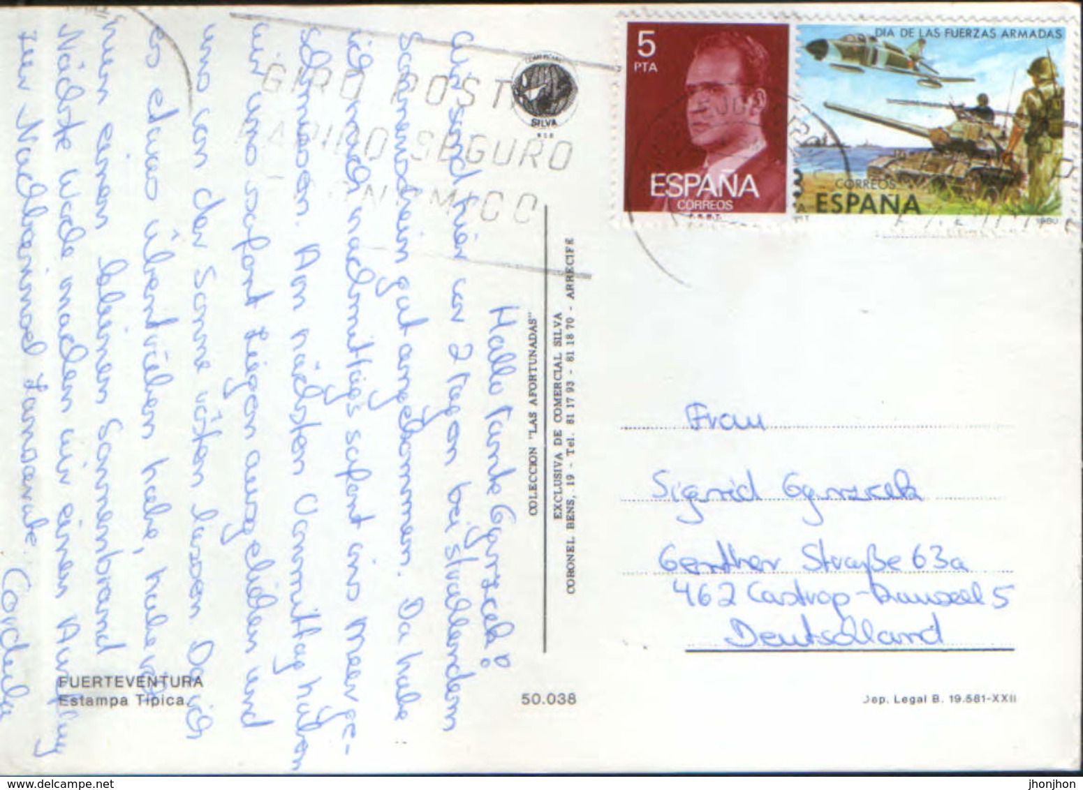 Spain - Postcard Circulated In 1980 - Fuerteventura -  - 2/scans - Fuerteventura