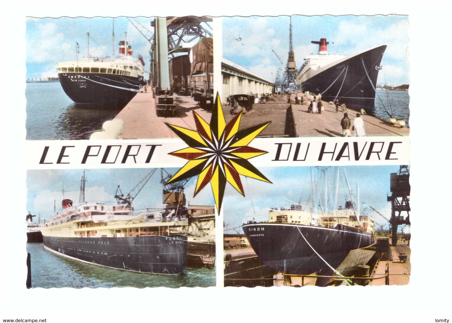 76 Le Havre Le Port Paquebot Sindh Flandre America France Carte 4 Vues CPSM GF Edit Estel N°46702 Couleur - Haven