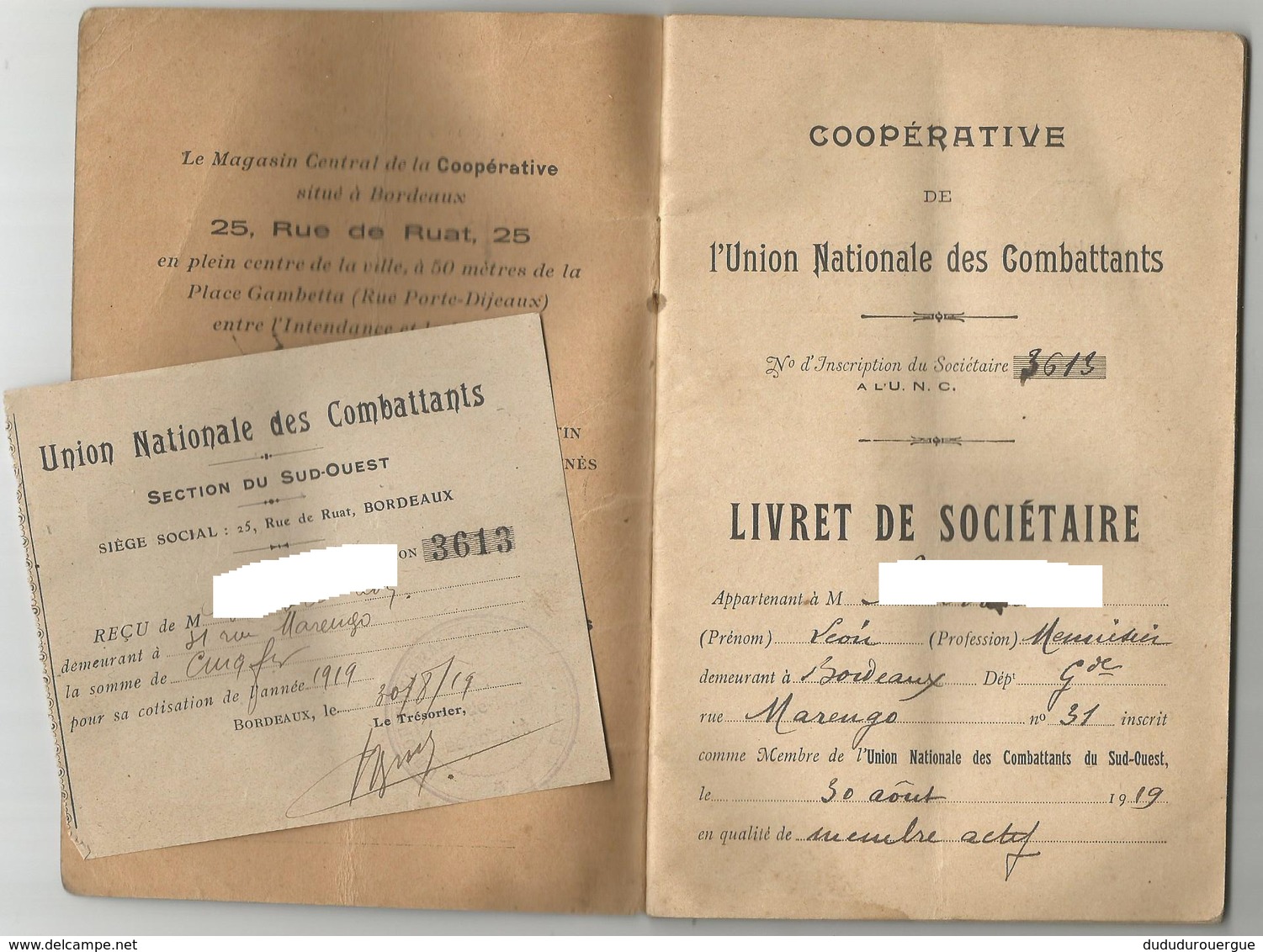 COOPERATIVE DE L UNION NATIONALE DES COMBATTANTS DU SUD - OUEST - Documents