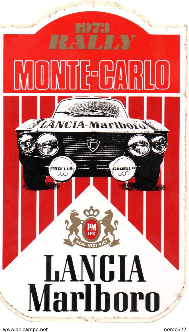 MONACO -- AUTOCOLLANT Plastique -- RALLY  1973 MONTE CARLO -- " LANCIA Marlboro " - Autres & Non Classés