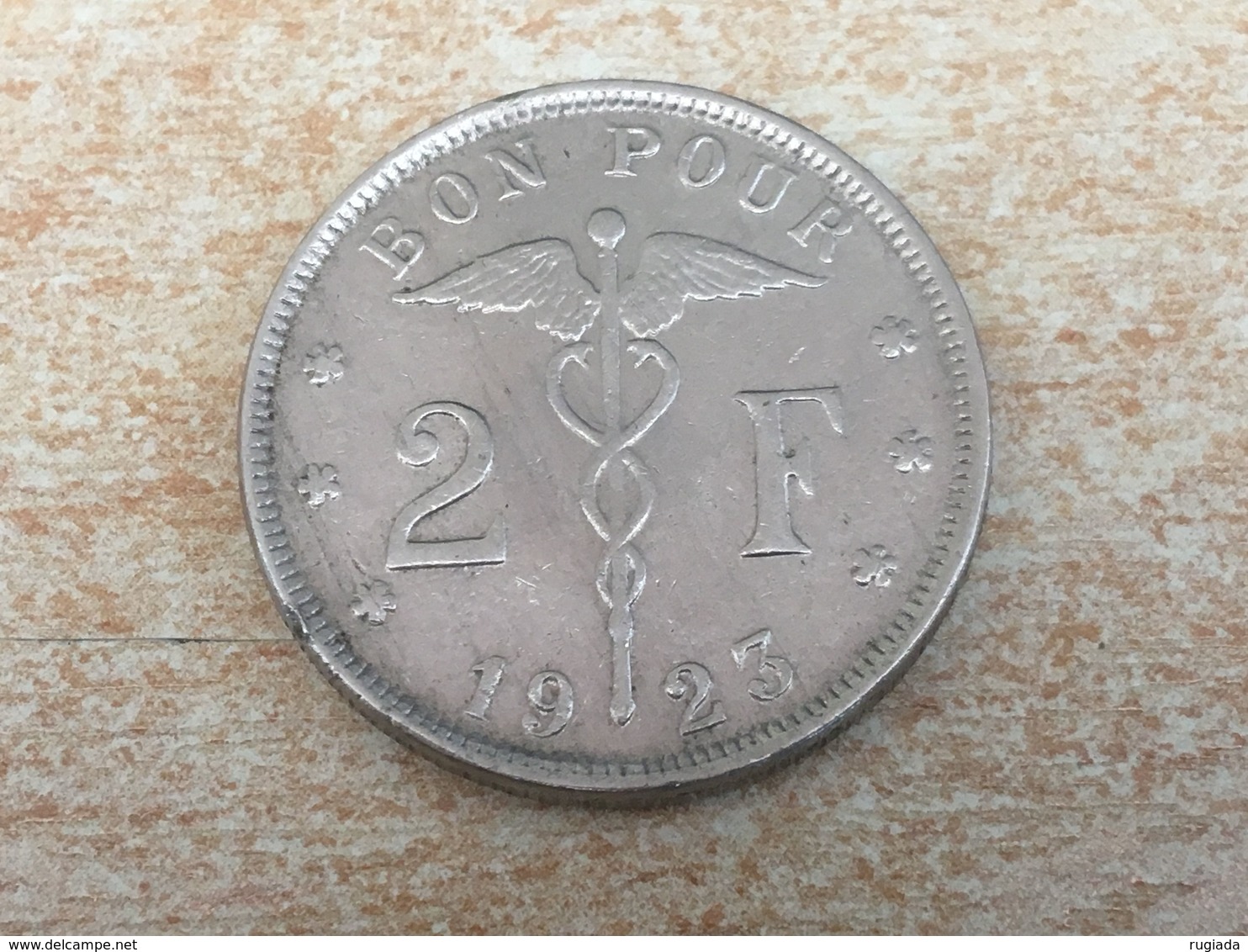 1923 Belgium 2 Francs Rare 'Belgique' Coin Ex Fine - 2 Francs