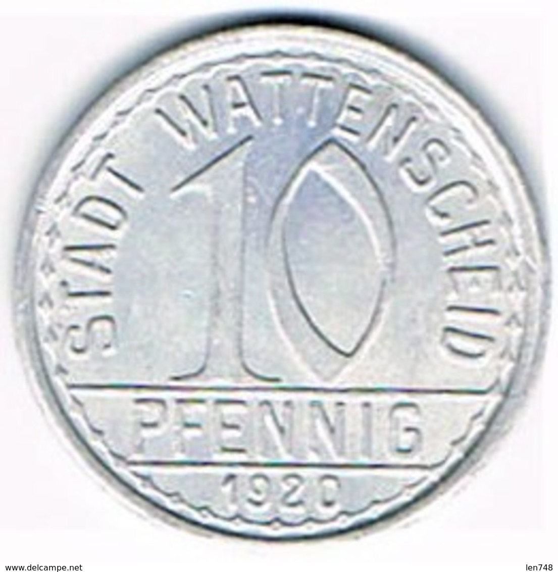 Allemagne - Nécessité - 10 Pf 1920 (alu) WATTENSCHIED - Monétaires/De Nécessité