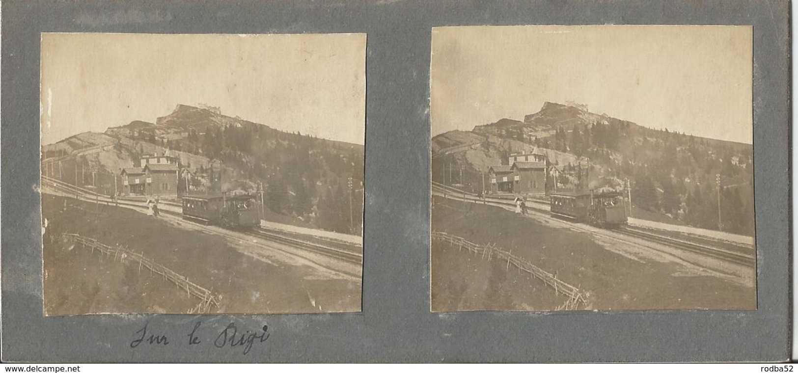 Photo Stéréoscopique - Suisse - Chemin De Fer -Lucern - Train - Rigi - - Stereoscoop