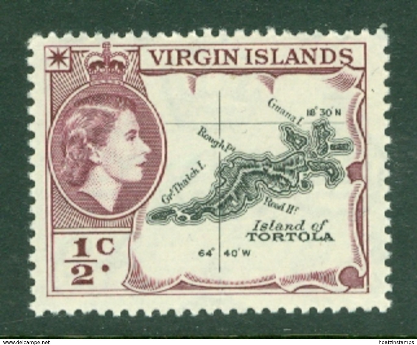 British Virgin Is: 1956/62   QE II - Pictorial   SG149a   ½c  Black & Deep Reddish Purple   MH - British Virgin Islands