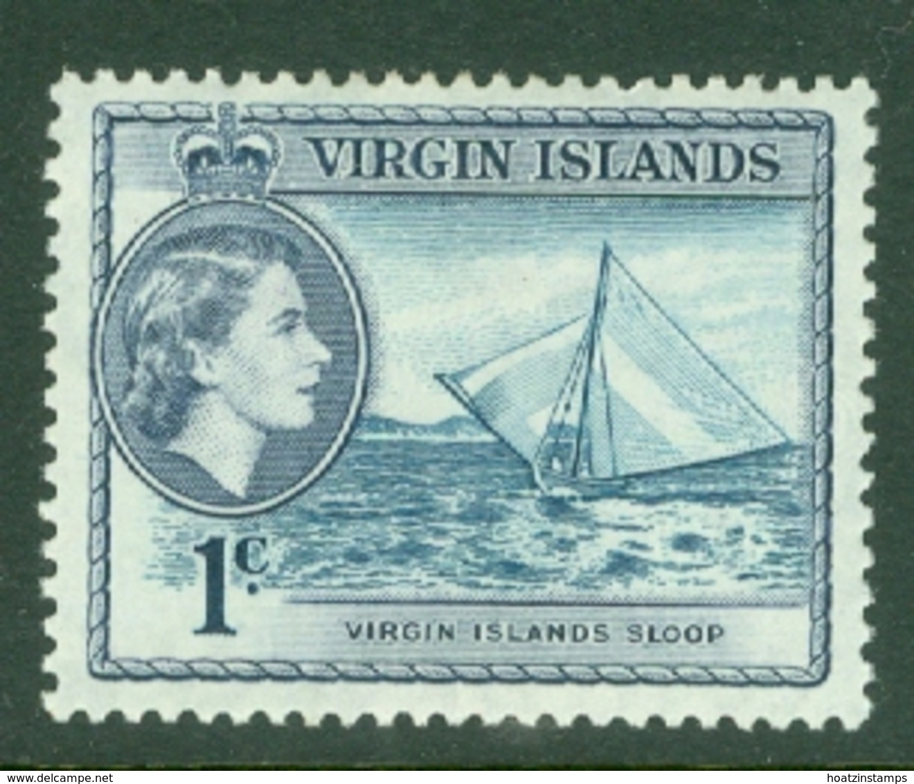 British Virgin Is: 1956/62   QE II - Pictorial   SG150a   1c  Turquoise & Slate Violet   MH - British Virgin Islands