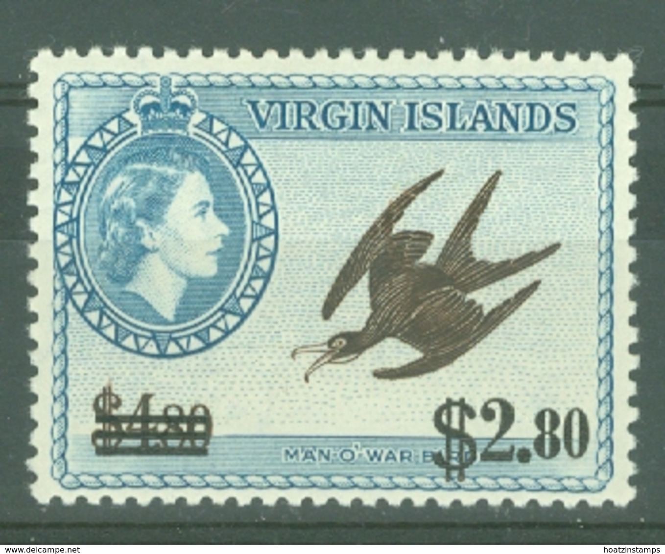 British Virgin Is: 1962   QE II - Pictorial - Surcharge  SG173   $2.80 On $4.80    MH - British Virgin Islands