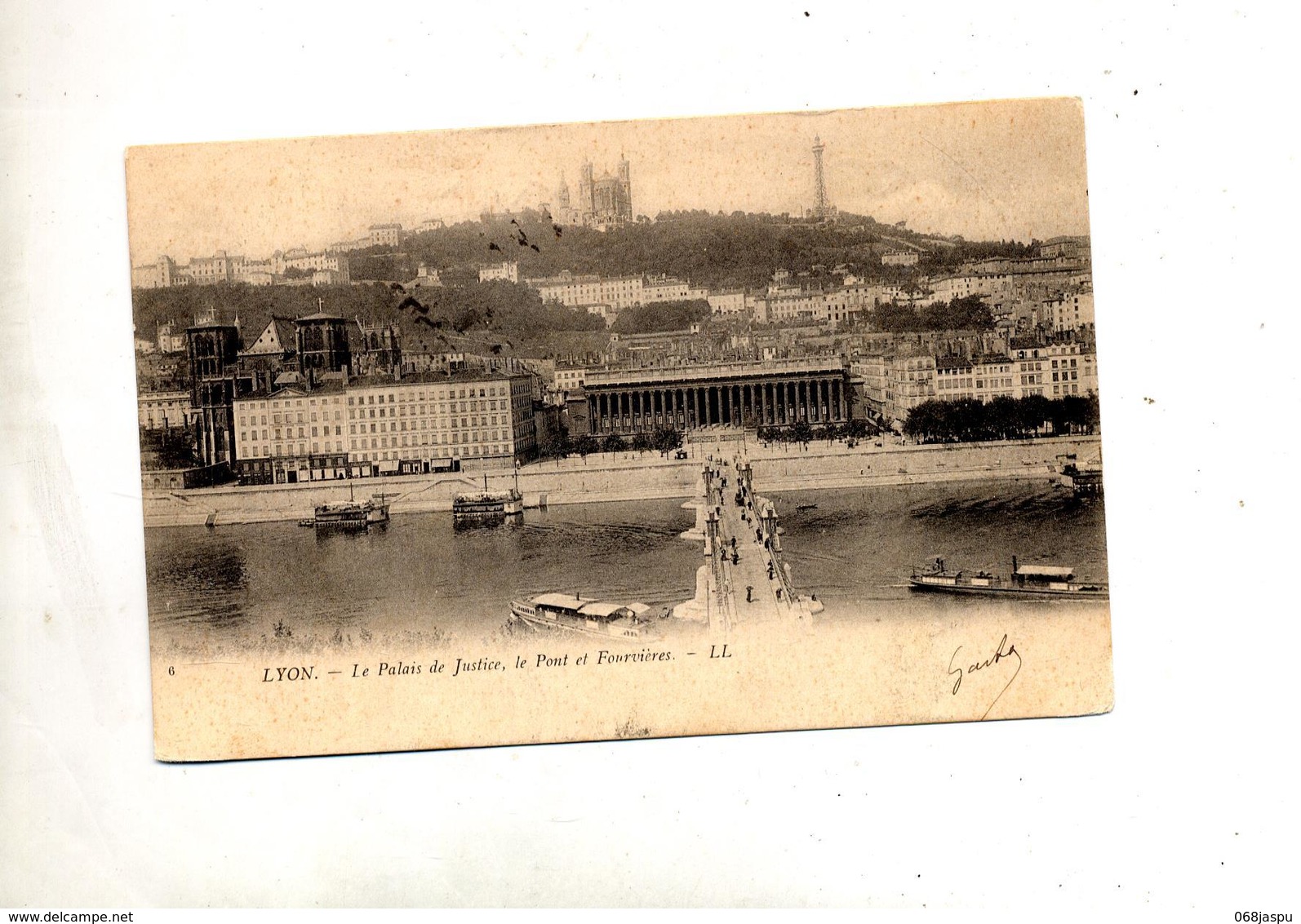 Carte Cachet Convoyeur Lyon à La Tour Du Pin  Vue Lyon Pont Fourvieres - Cachets Manuels