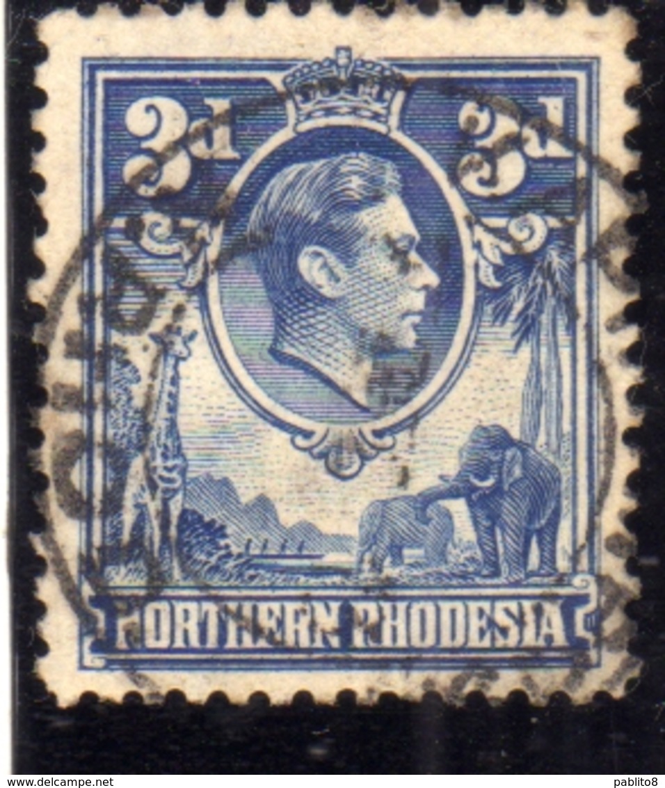 NORTHERN RHODESIA NORD RODESIA 1938 1952 KING GEORGE VI 3p 3d RE GIORGIO USATO USED OBLITERE' - Noord-Rhodesië (...-1963)