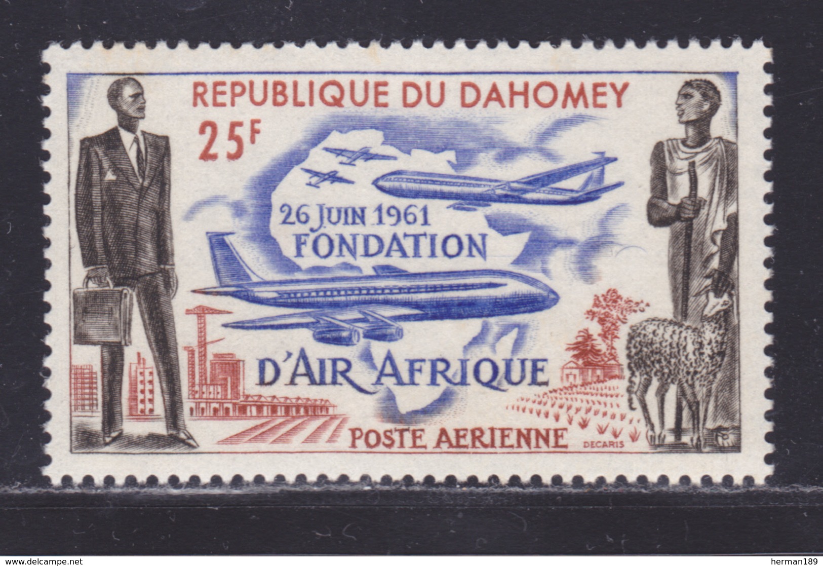 DAHOMEY AERIENS N°   21 ** MNH Neuf Sans Charnière, TB (8605) Fondation De La Compagnie "Air Afrique" - 1962 - Bénin – Dahomey (1960-...)