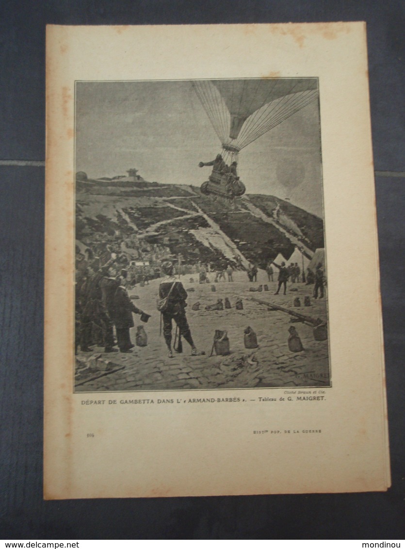 Départ De Gambetta Dans L'Armand-Barbes Extrait De L'Histoire Populaire De La Guerre 1870/71 Tableau De G MAIGRET - Autres & Non Classés