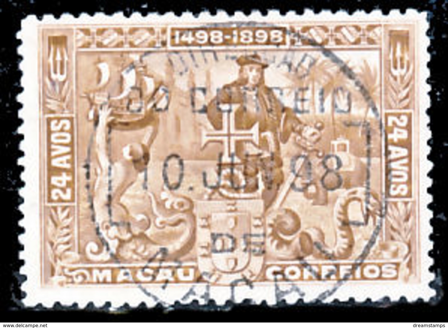 !										■■■■■ds■■ Macao 1898 AF#77ø Vasco Da Gama 24 Avos (x9709) - Usados