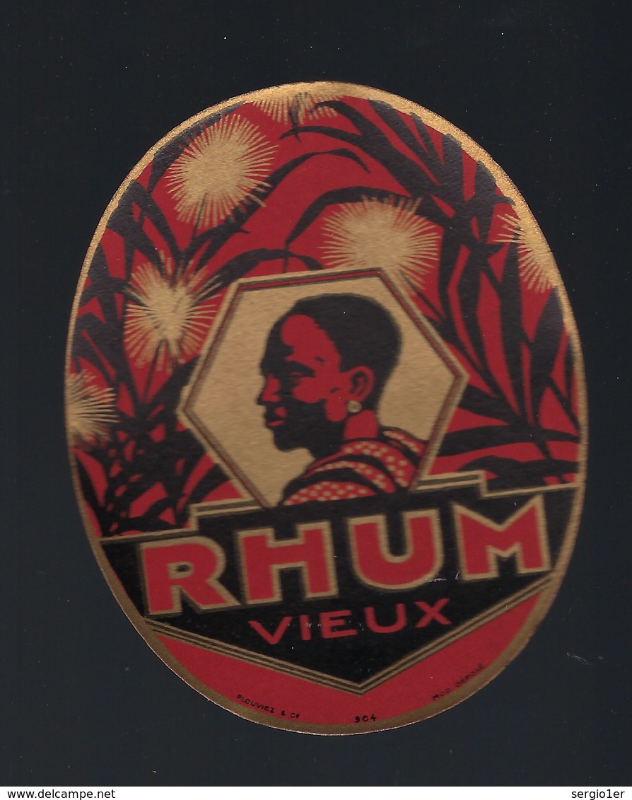 étiquette Rhum  Vieux "visage Homme" Imp Plouviez Et Cie - Rhum