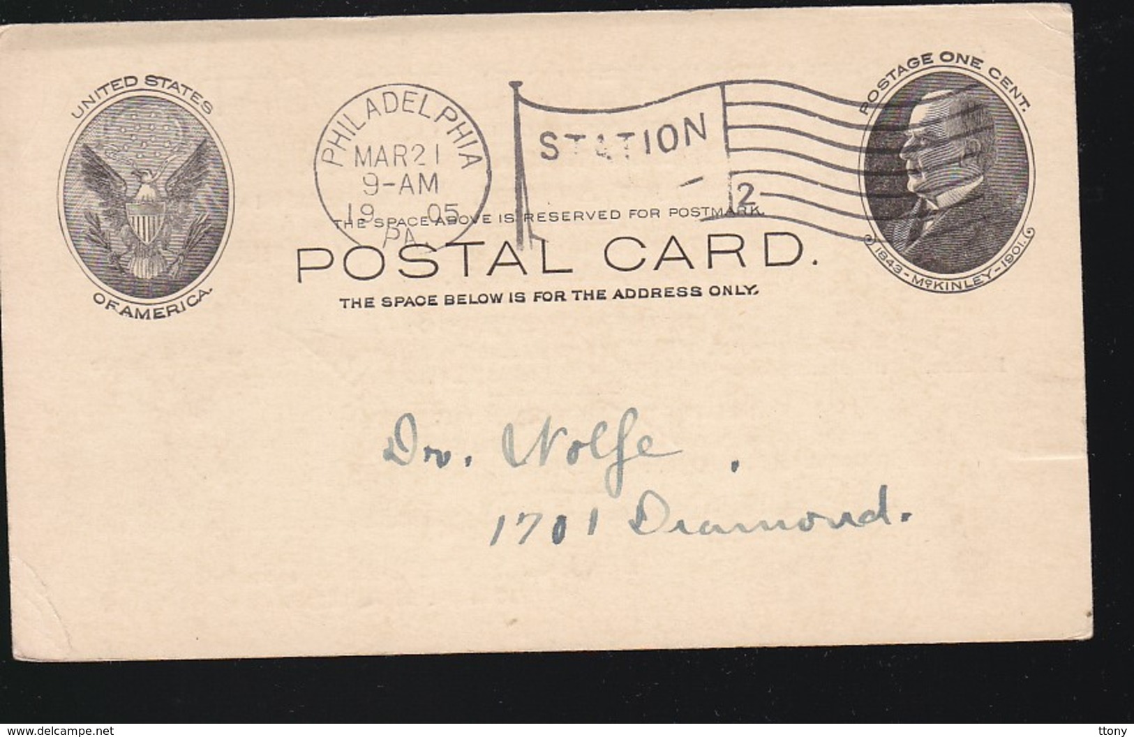 1  Poste Card   Année 1905   Mc Kilnley  Philadelphia - 1901-20