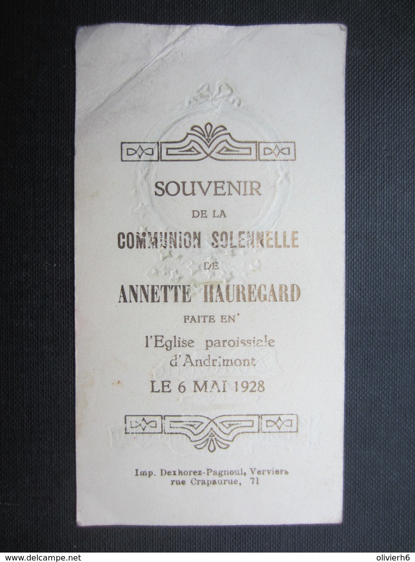 VP FAIRE-PART COMMUNION (M1611) ANNETTE HAUREGARD (2 Vues) Eglise Paroissiale D'ANDRIMONT 6/05/1928 C - Comunión Y Confirmación