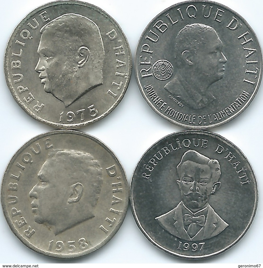 Haiti - 5 Centimes - 1958 (KM62) 1975 - FAO (KM119) 1981 - FAO (KM145) & 1997 (KM154a) - Haiti