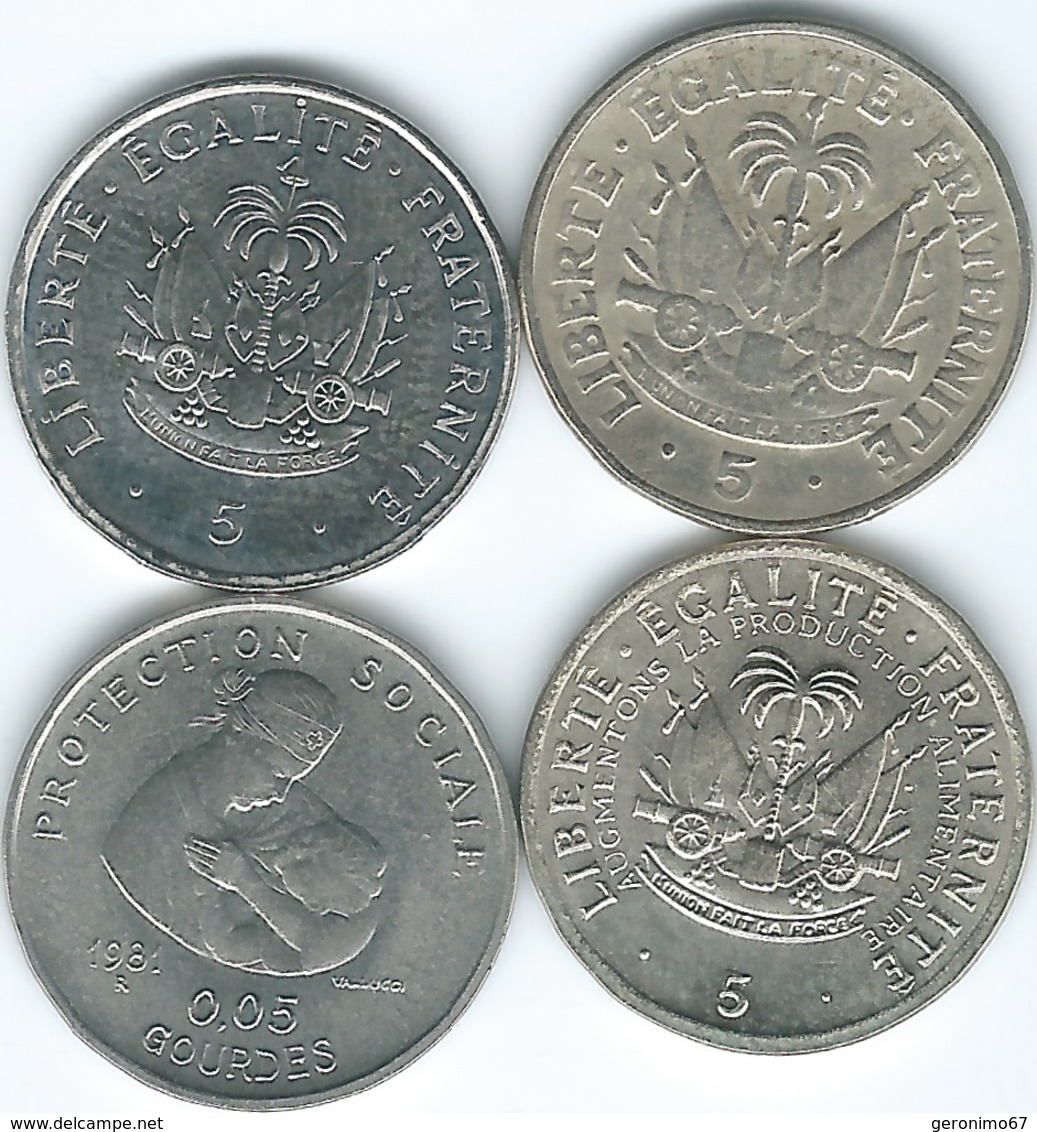 Haiti - 5 Centimes - 1958 (KM62) 1975 - FAO (KM119) 1981 - FAO (KM145) & 1997 (KM154a) - Haïti