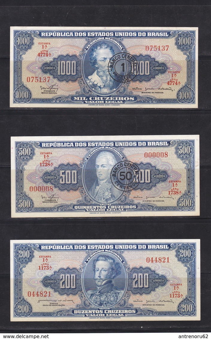 BRAZIL-CRUZEIROS-1000-500-200-IN -VG-CONDITIONS-SEE-SCAN - Brazil