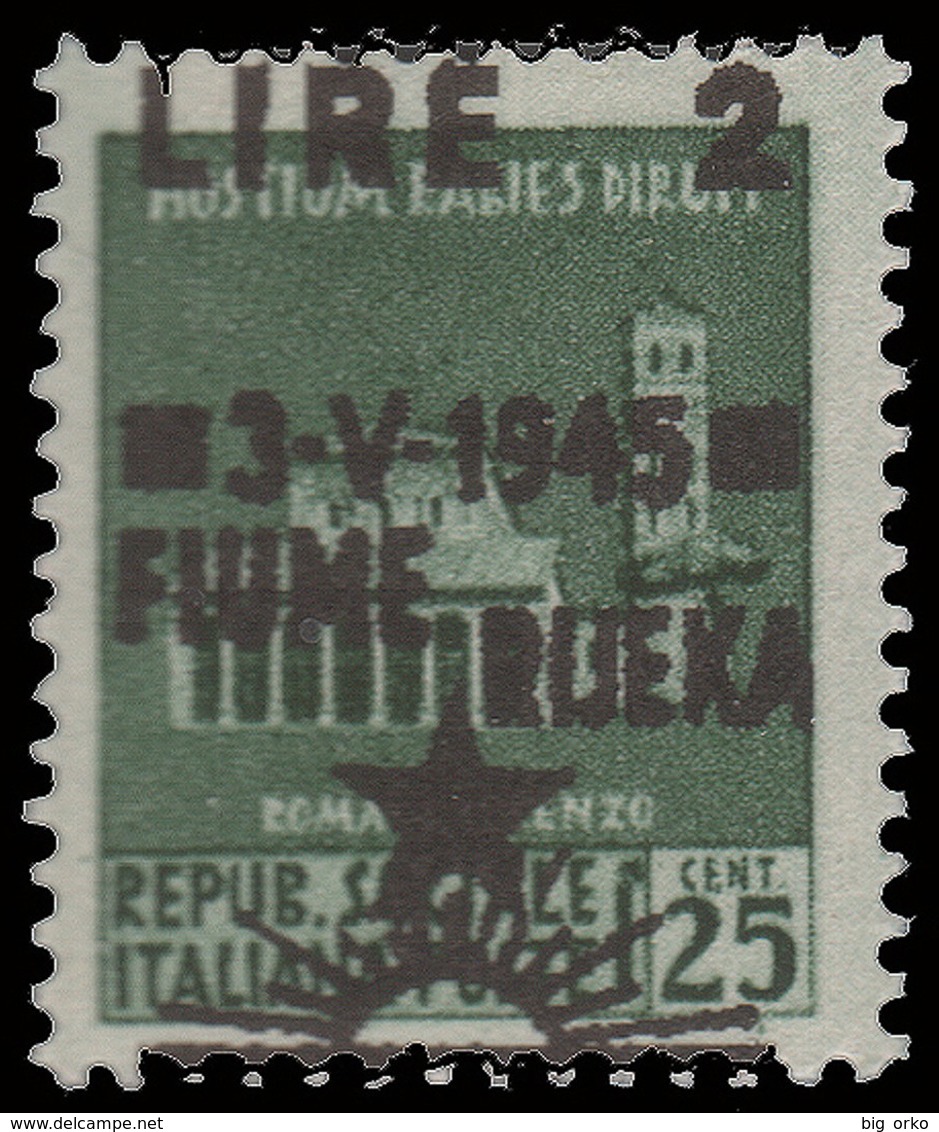 Occupazione Jugoslava: FIUME - Monumenti Distrutti Lire 2  Su 25 C. Verde (497) VARIETA' - 1945 - Occup. Iugoslava: Fiume