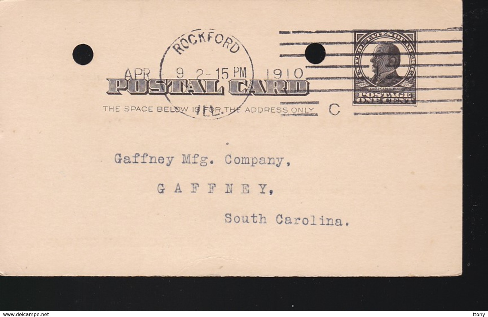 2  Poste Card   Année 1910  Mc Kilnley  Rockford   Perforation - 1901-20