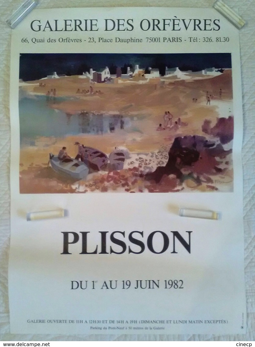 AFFICHE ANCIENNE ORIGINALE EXPOSITION PLISSON Galerie Des Orgèvres Paris 1er - Paysage Bretagne - Très Décorative - Affiches