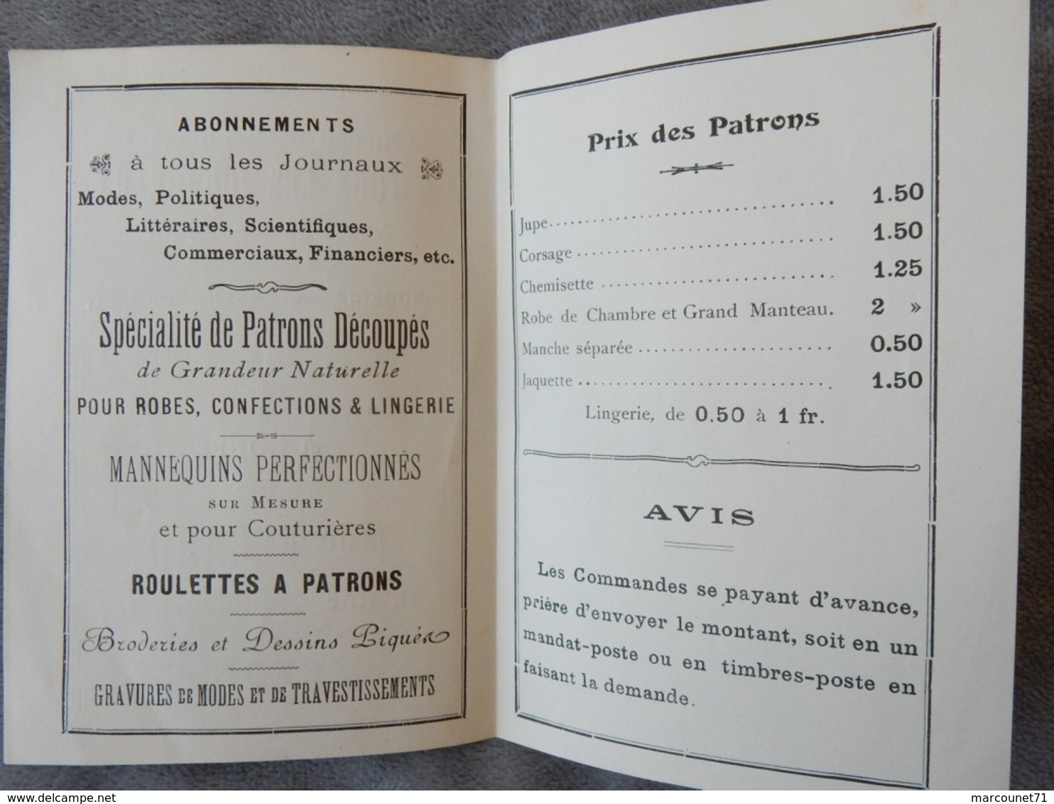 Rare Document Commercial Début 20 Eme Mlle Regard 11 Rue Childebert Lyon Broderie Dessins Robes Confections - 1900 – 1949