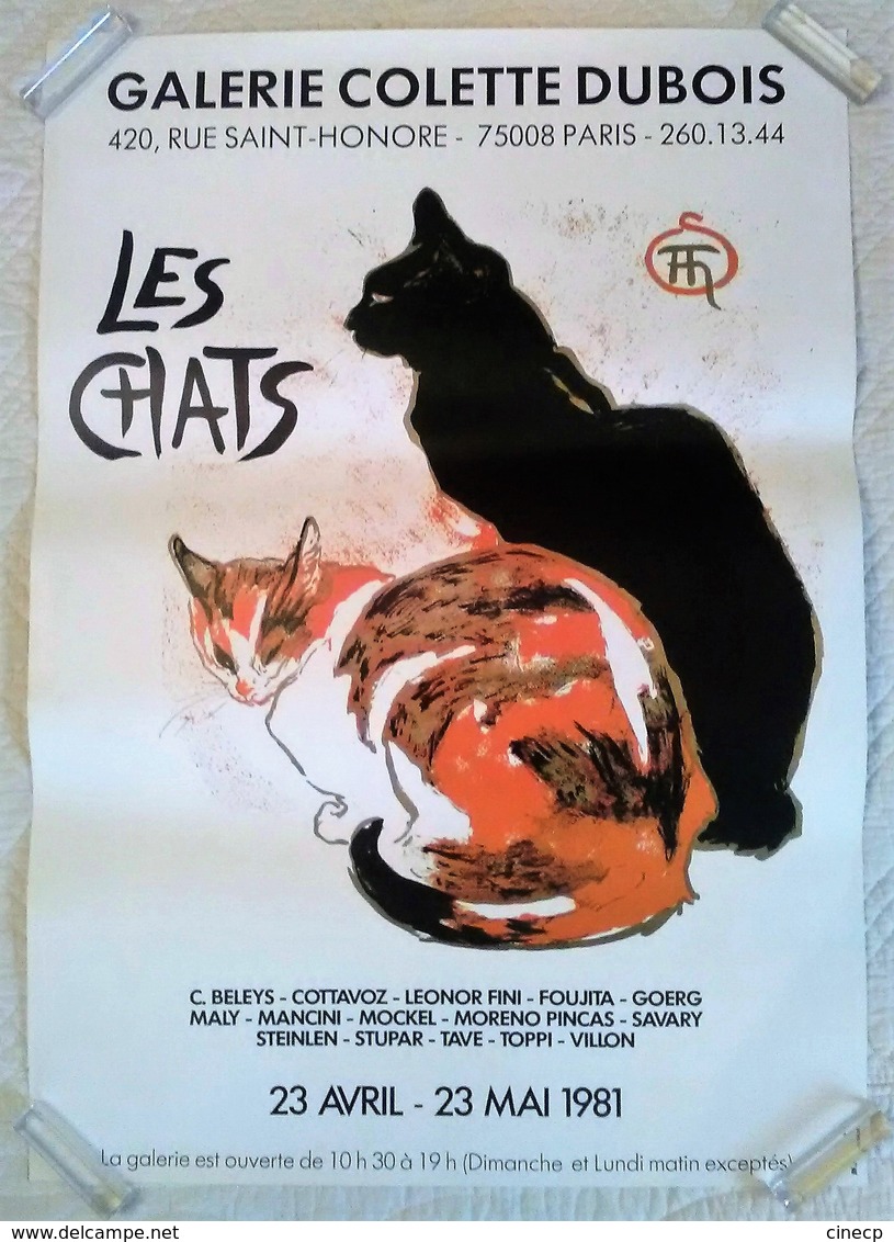 AFFICHE ANCIENNE ORIGINALE EXPOSITION LES CHATS STEINLEN Galerie Dubois Paris 8è 1981 - Très Décorative - Affiches