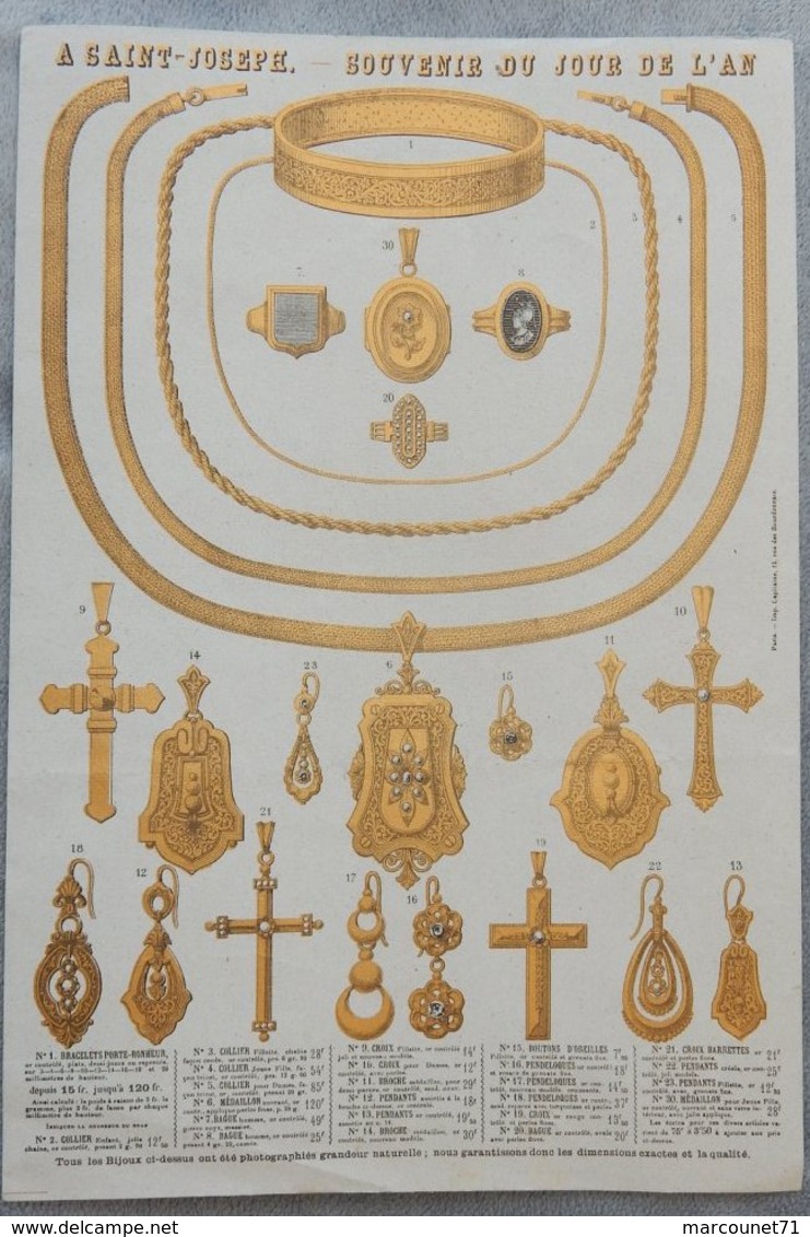 Rare Document Commercial Début 20 Eme Magasin à Saint Joseph Souvenir Du Jour De L'an Bijoux Médailles Pendentifs - 1900 – 1949