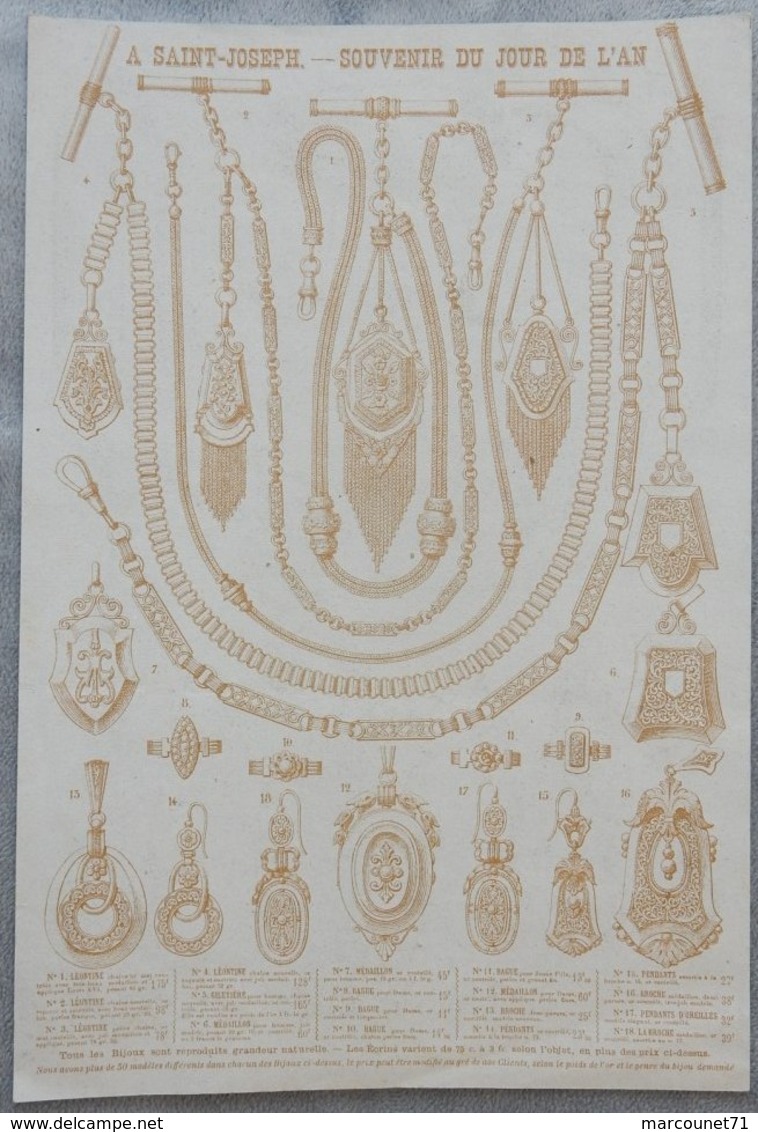 Rare Document Commercial Début 20 Eme Magasin à Saint Joseph Souvenir Du Jour De L'an Bijoux Médailles Pendentifs - 1900 – 1949