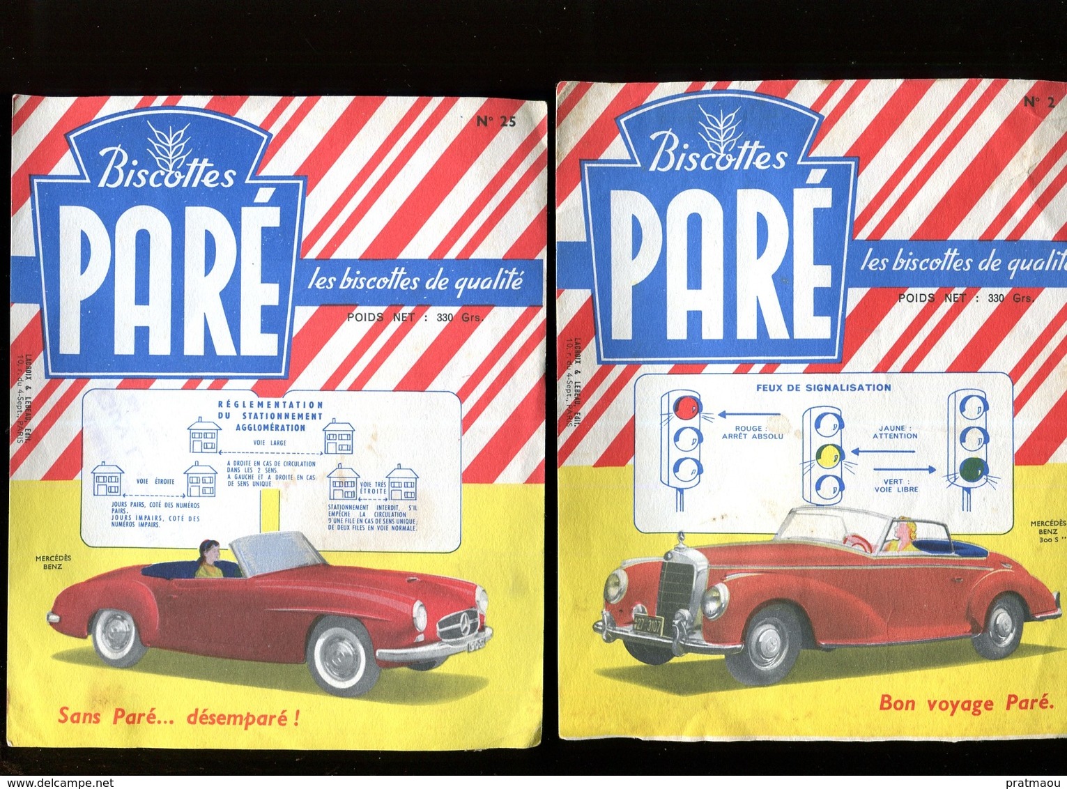 BVD1  Biscottes Paré LOT DE 2 Automobiles Mercédès - Biscottes