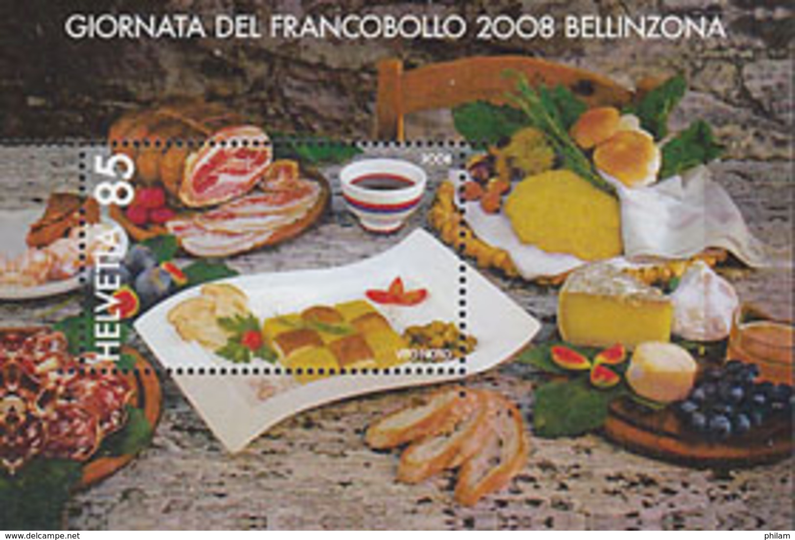 SUISSE 2008 - Journée Du Timbre à Bellinzona - Gastronomie - 1 BF - Unused Stamps