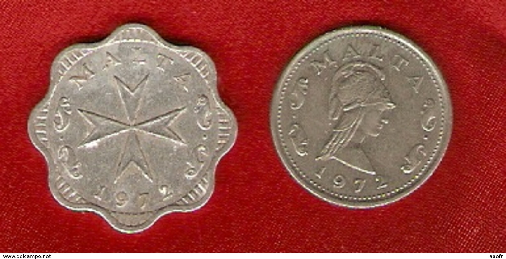 Malte 1972 - 2 Mils, 2 Cents - KM 5, KM 9 - Malte