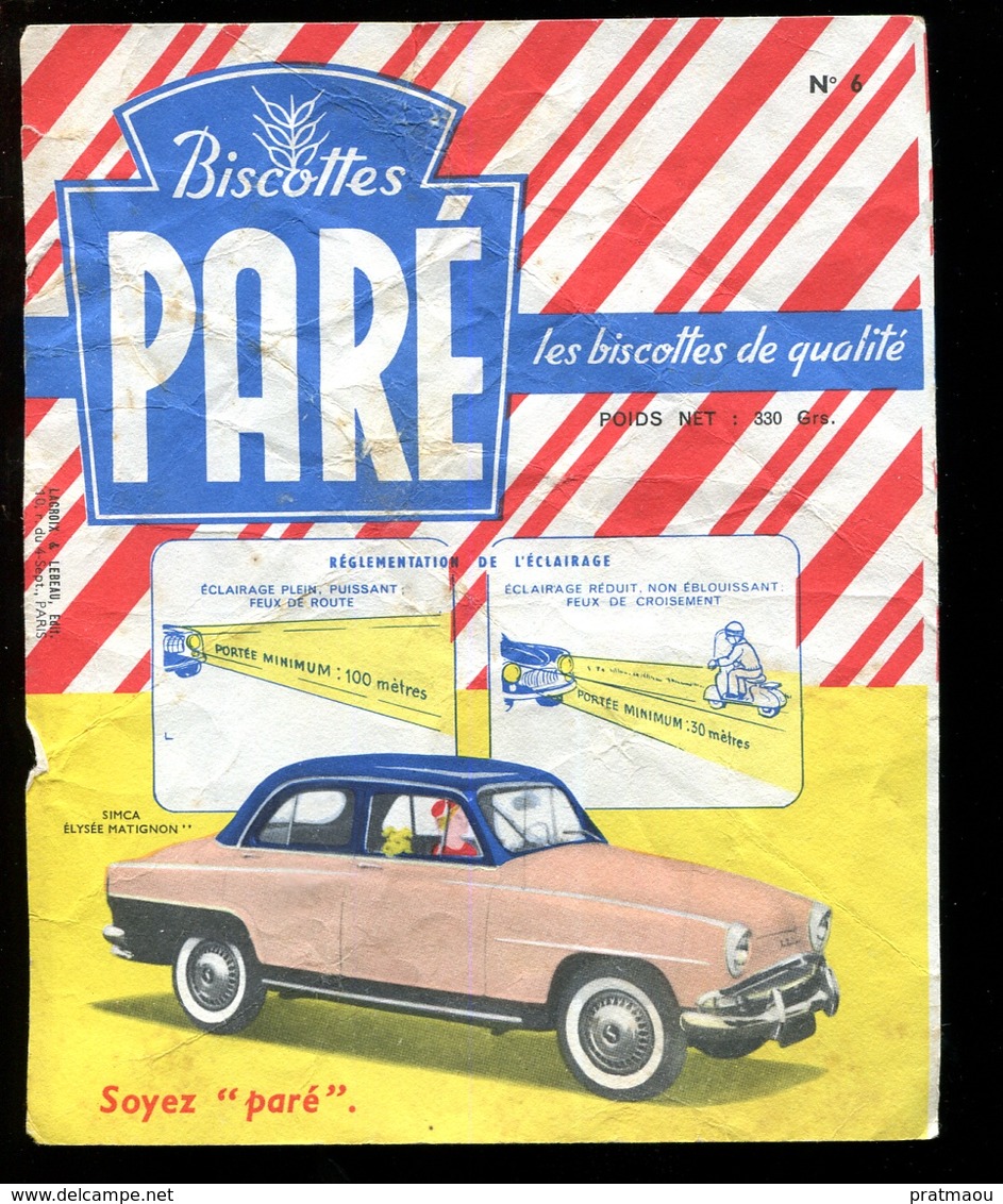 BVD1  Biscottes Paré.  Automobile Simca Elysée Matignon - Biscottes