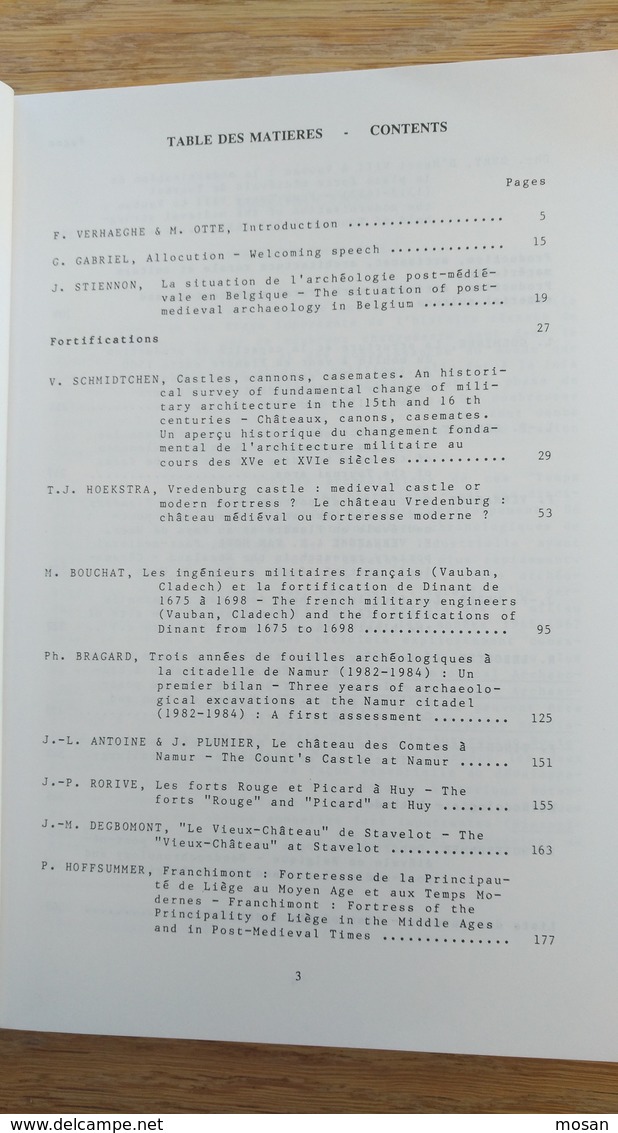 Archéologie Des Temps Modernes. Actes Colloques. Dinant, Namur, Huy, Stavelot, Vauban, Marsolle..... - Archéologie