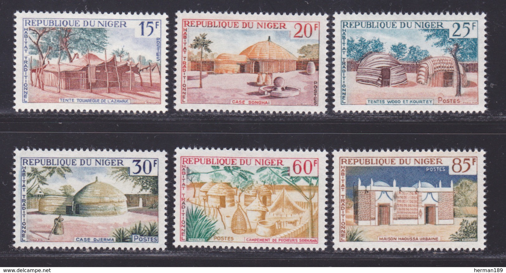 NIGER N°  150 à 155 ** MNH Neufs Sans Charnière, TB (D8636) Habitat Traditionnel - 1964-65 - Niger (1960-...)