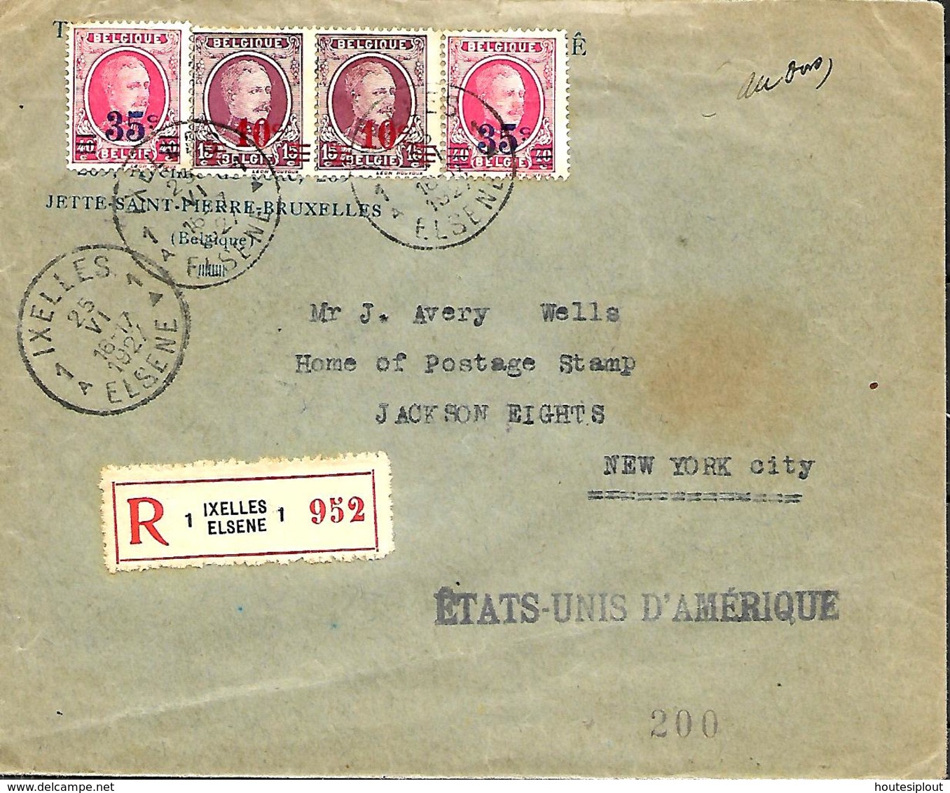 TP  204, 245 (x 4), 246 (x 2) + 247 (x 2)  L. Rec.  Ixelles 1 > New York   1927 - 1922-1927 Houyoux