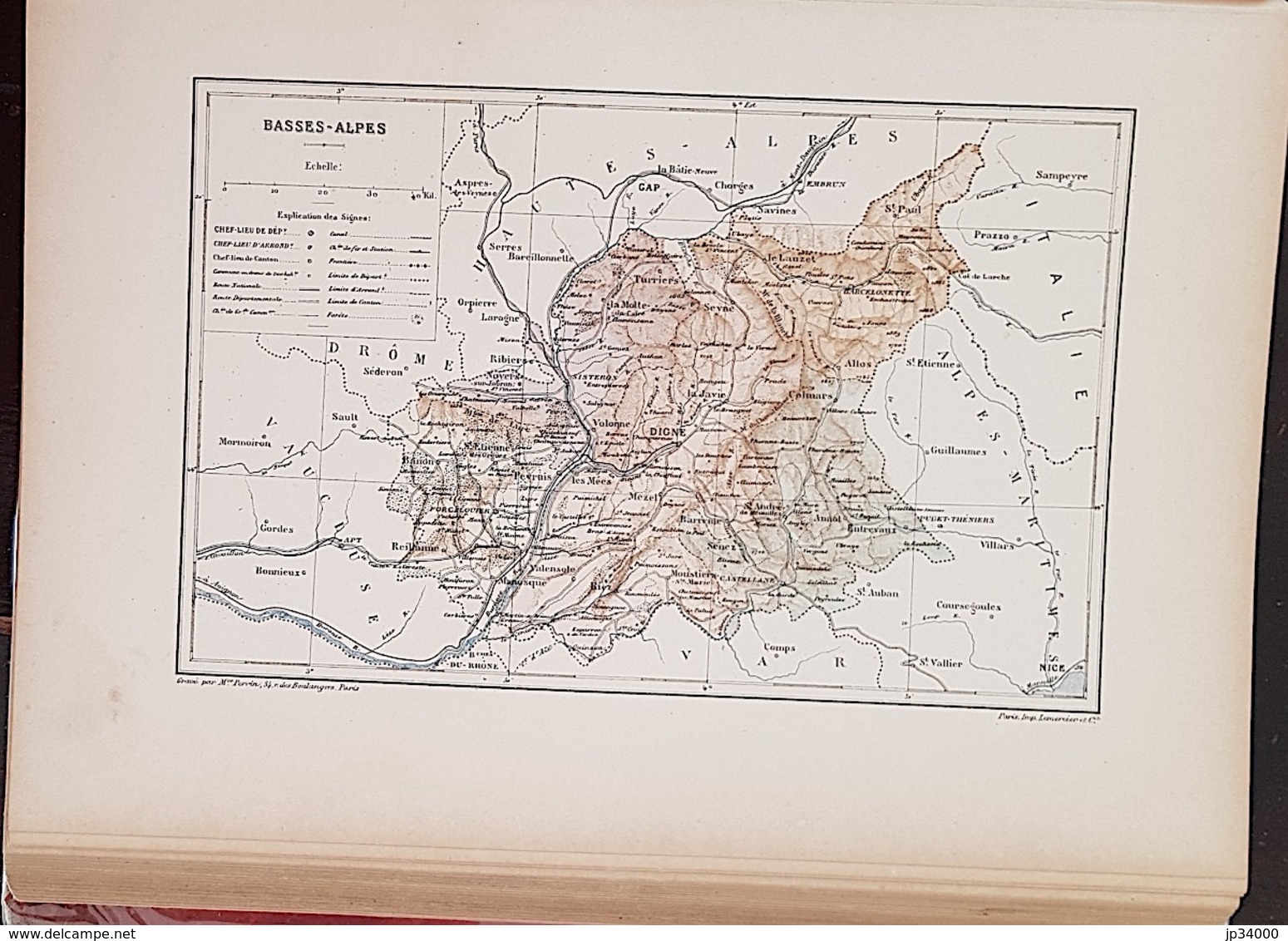 CARTE GEOGRAPHIQUE ANCIENNE: FRANCE: BASSES ALPES (04) (garantie Authentique. Epoque 19 ème Siècle) - Cartes Géographiques