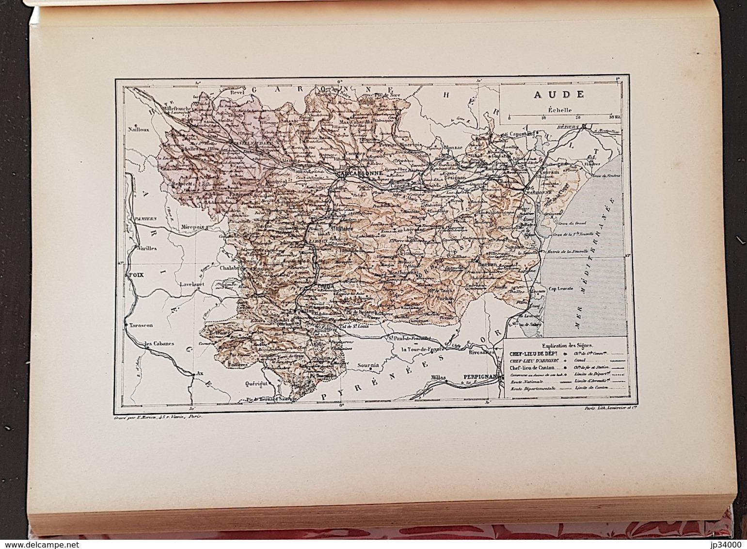 CARTE GEOGRAPHIQUE ANCIENNE: FRANCE: AUDE(11) (garantie Authentique. Epoque 19 ème Siècle) - Cartes Géographiques