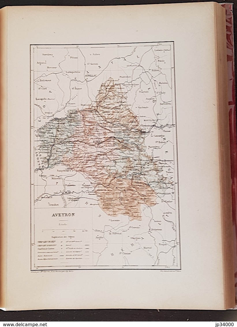 CARTE GEOGRAPHIQUE ANCIENNE: FRANCE: AVEYRON(12) (garantie Authentique. Epoque 19 ème Siècle) - Cartes Géographiques