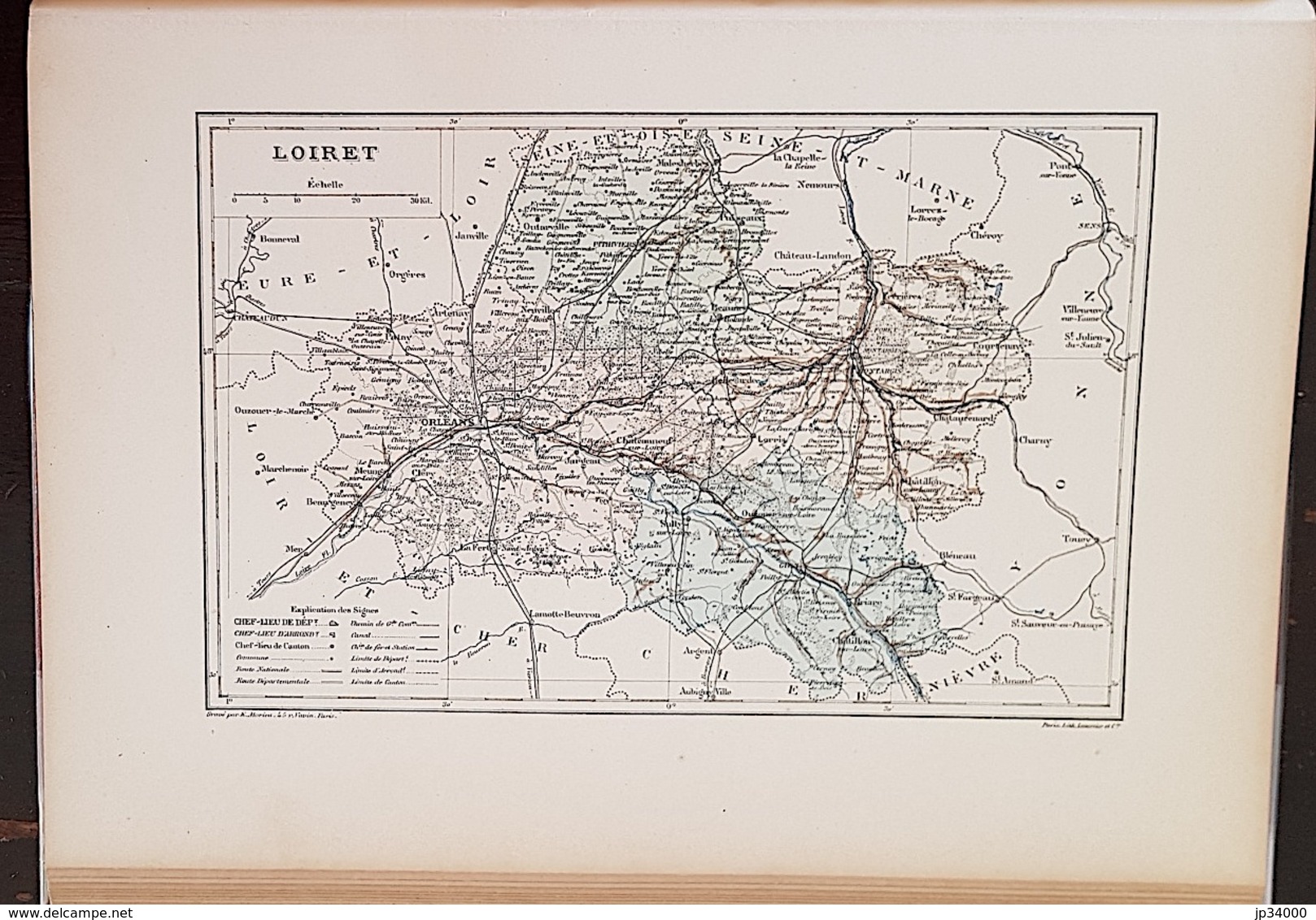 CARTE GEOGRAPHIQUE ANCIENNE: FRANCE: LOIRET(45) (garantie Authentique. Epoque 19 ème Siècle) - Cartes Géographiques