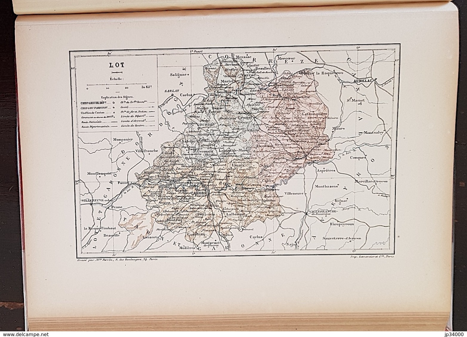 CARTE GEOGRAPHIQUE ANCIENNE: FRANCE: LOT(46) (garantie Authentique. Epoque 19 ème Siècle) - Cartes Géographiques