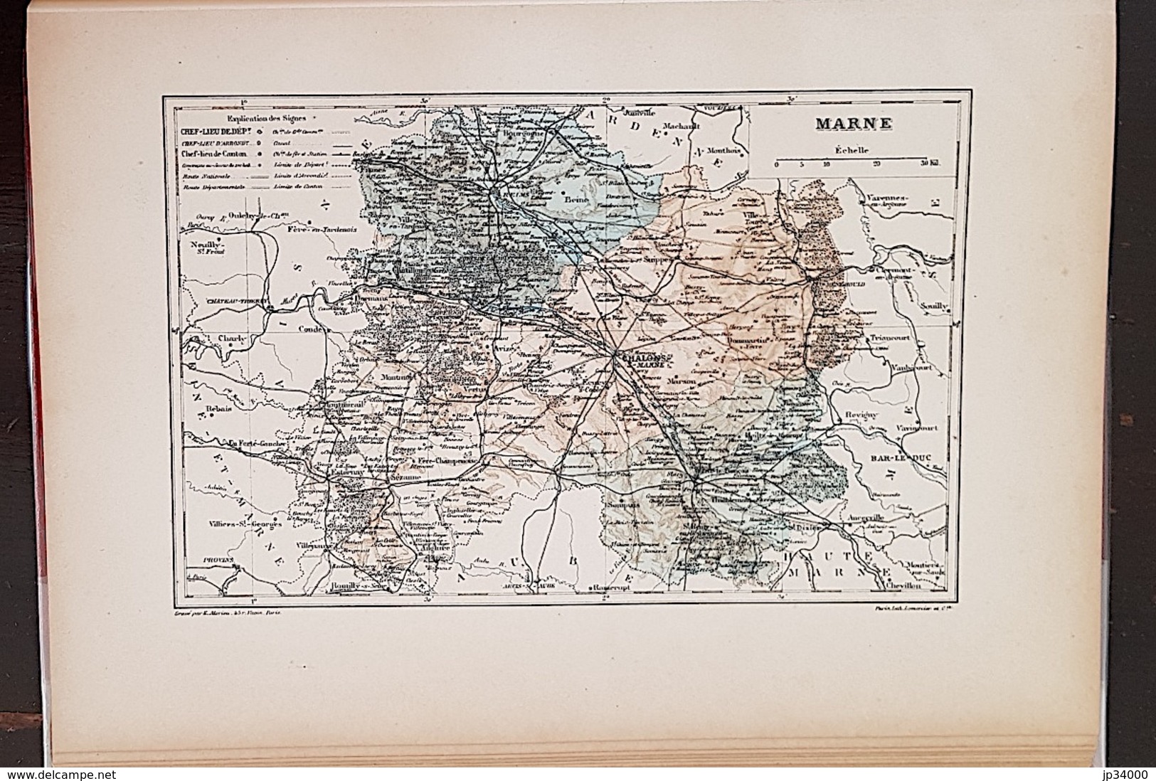 CARTE GEOGRAPHIQUE ANCIENNE: FRANCE: MAINE (51) (garantie Authentique. Epoque 19 ème Siècle) - Cartes Géographiques