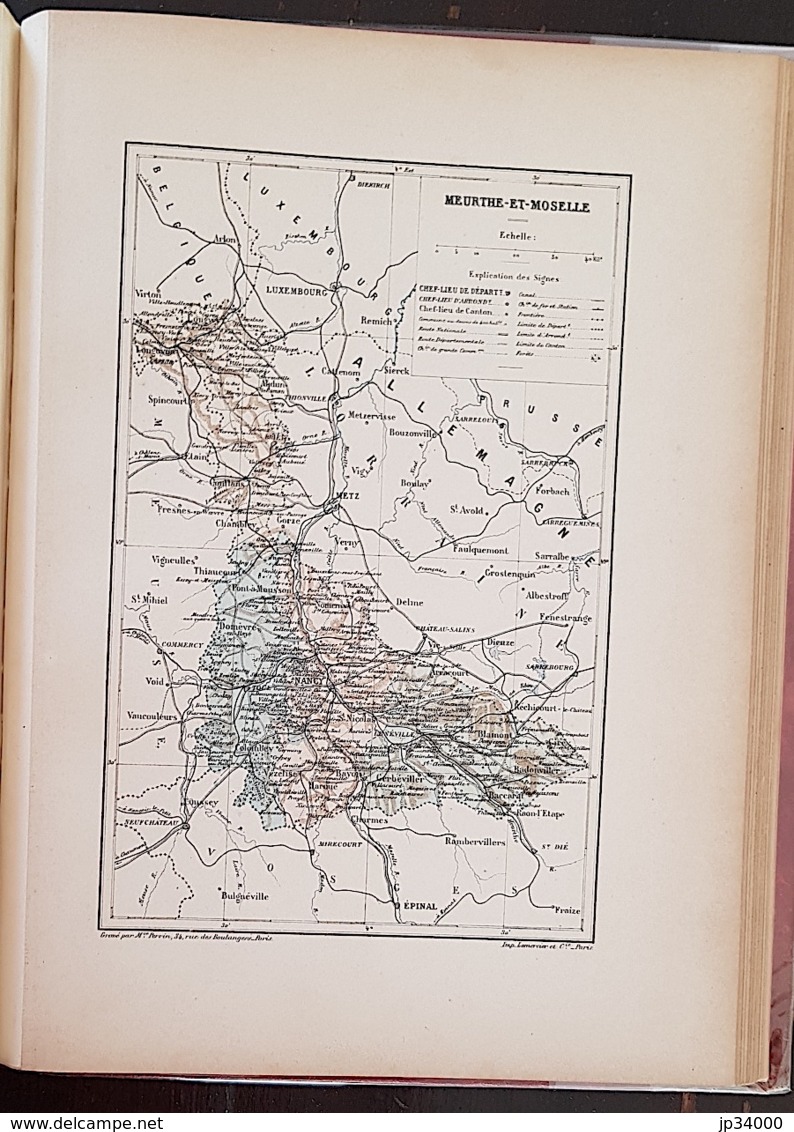 CARTE GEOGRAPHIQUE ANCIENNE: FRANCE: MEURTHE ET MOSELLE (54) (garantie Authentique. Epoque 19 ème Siècle) - Cartes Géographiques