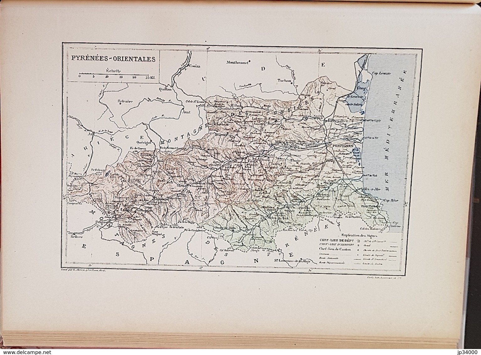 CARTE GEOGRAPHIQUE ANCIENNE: FRANCE: PYRENNES ORIENTALES (66) (garantie Authentique. Epoque 19 ème Siècle) - Cartes Géographiques