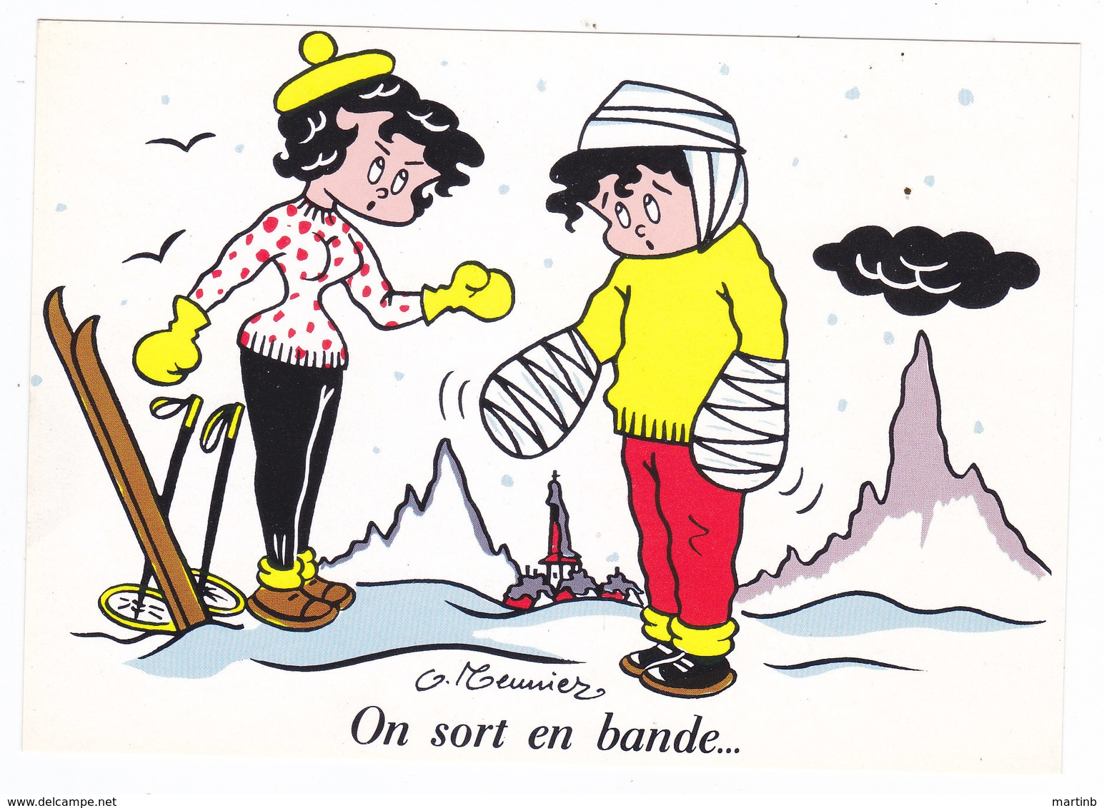 Illustrateur MEUNIER Humour SKI  " On Sort En Bande " - Meunier, G.