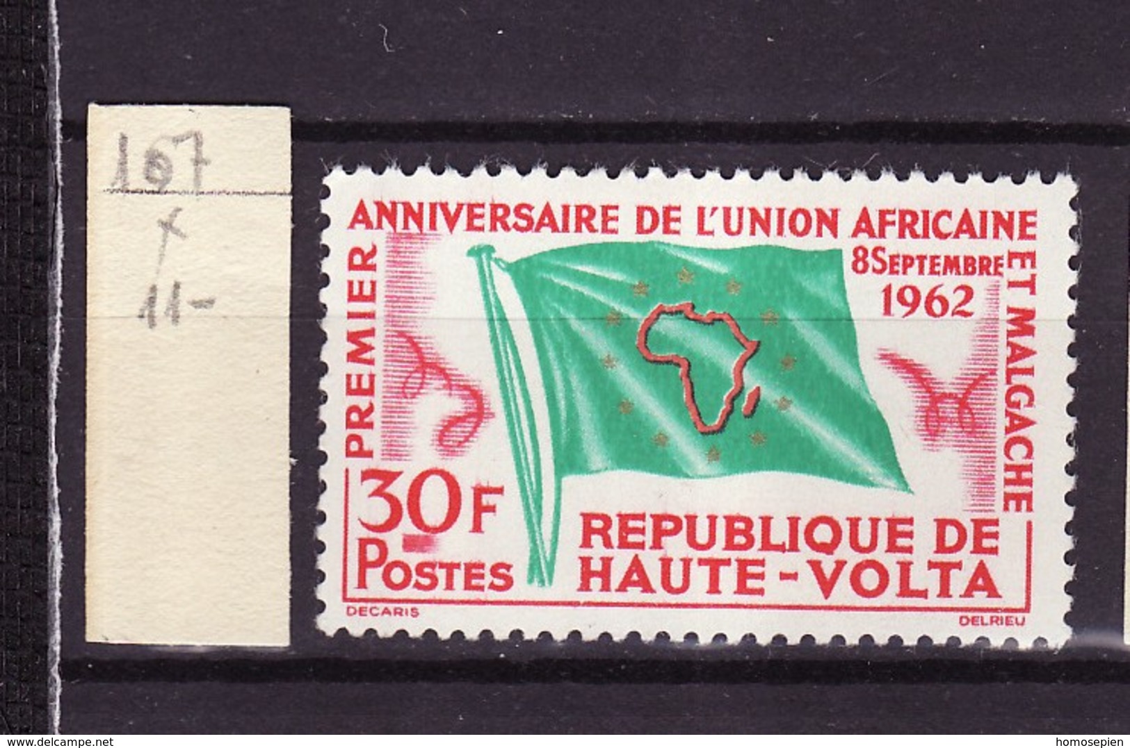 Haute Volta - Obervolta - Upper Volta - Burkina Faso 1962 Y&T N°107 - Michel N°111 * - 30f Union Africaine Et Malgache - Haute-Volta (1958-1984)