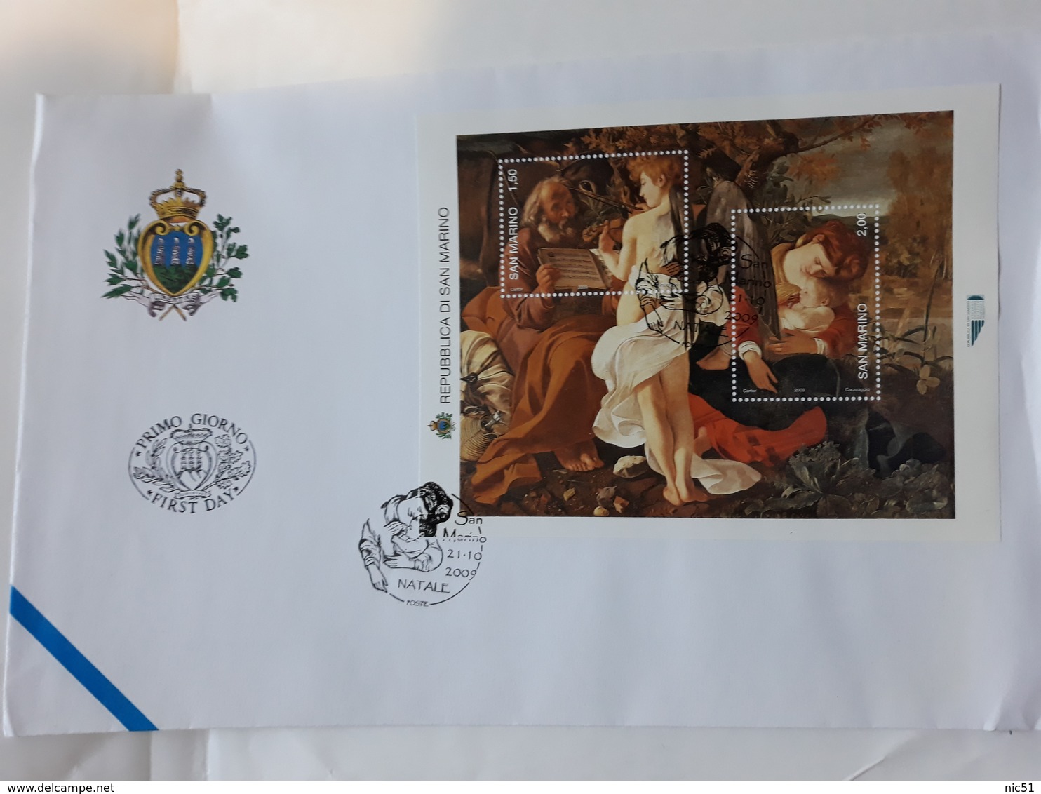 SAN MARINO 2009 FDC BF 103 NATALE CARAVAGGIO - FDC