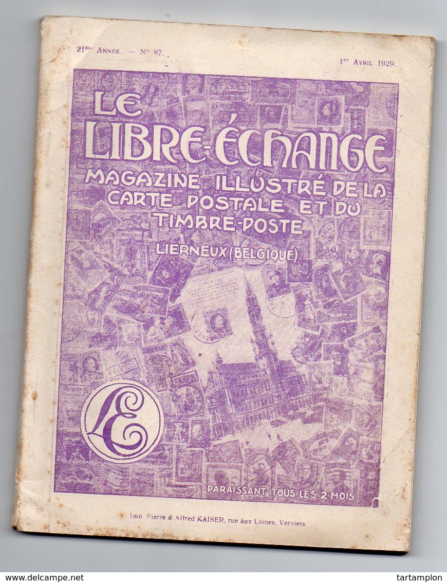 5/ LE LIBRE ECHANGE N°87; 1929 ;cartes Et Timbres Du Monde. - Autres & Non Classés