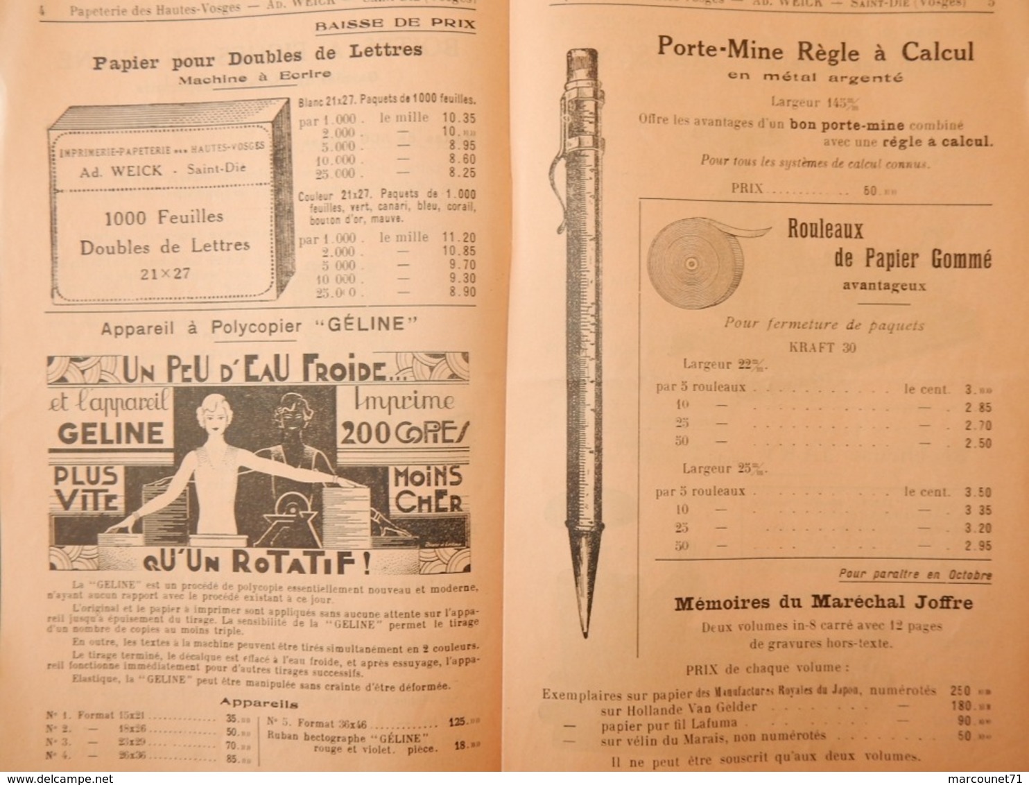 Rare Document Commercial 1933 Papeterie Des Hautes Vosges Weick Saint Dié Art Déco - 1900 – 1949
